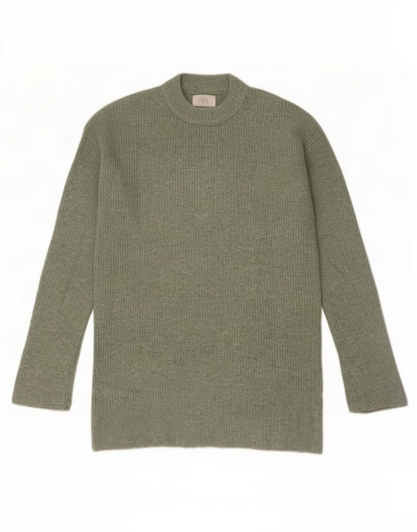 Zara Boys Crew Neck Jumper Sweater 11-12 Years Green Polyester