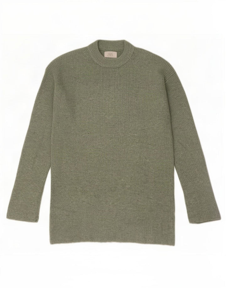 Zara drenge sweater med rund hals 11-12 år Grøn polyester