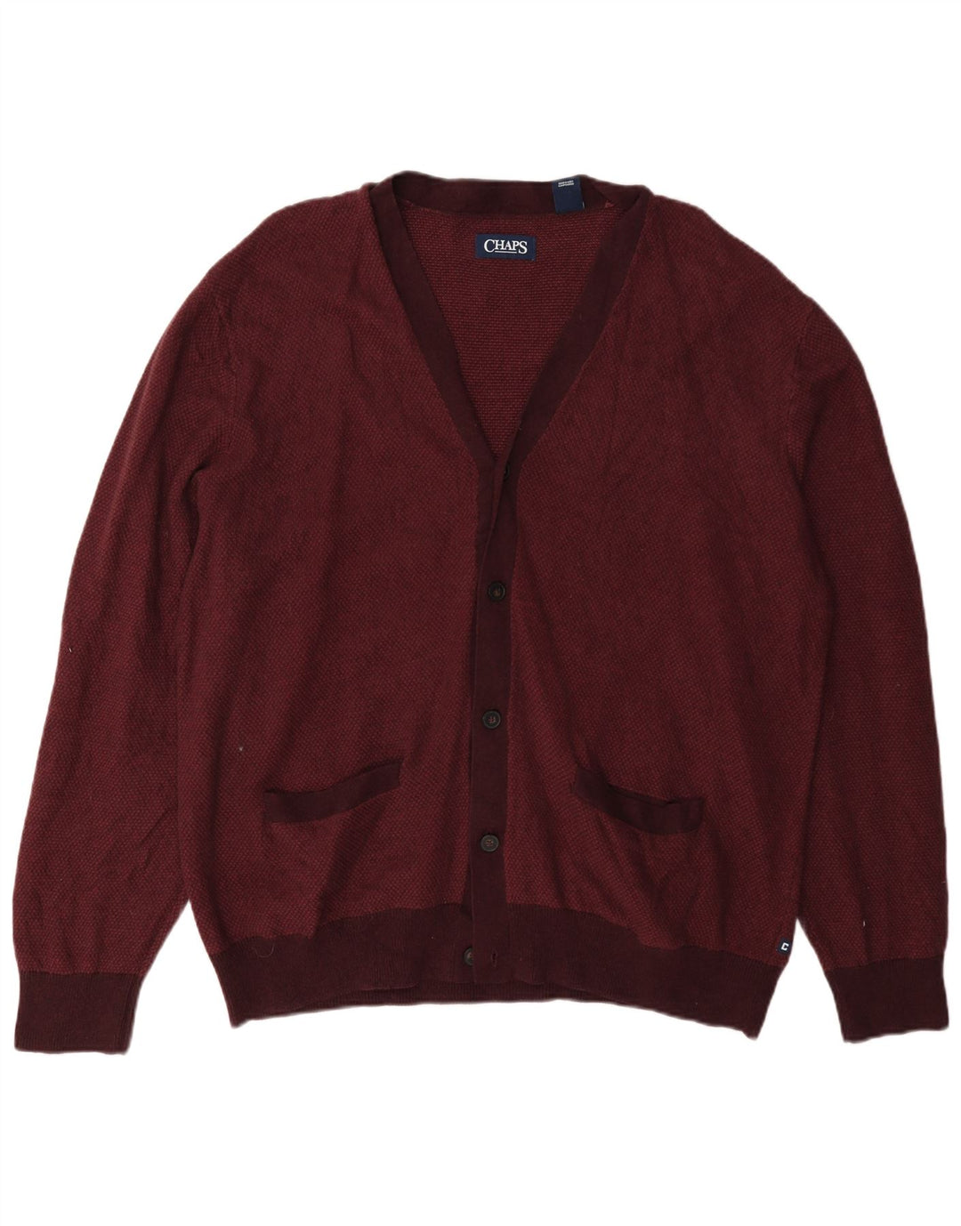 Chaps Herre Cardigan Sweater 2XL Bourgogne bomuld