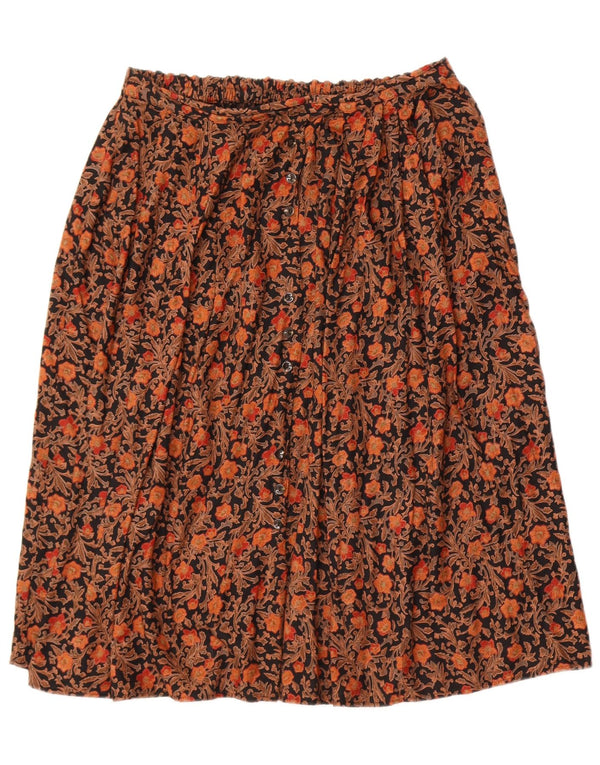 Vintage kvinders høj talje A-linje nederdel IT 56 4XL W36 Brun blomster