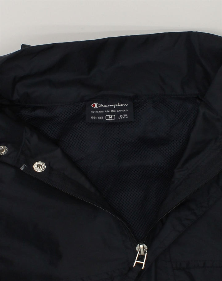 CHAMPION Boys Hooded Rain Jacket 9-10 Years Medium Navy Blue Polyamide | Vintage Champion | Thrift | Second-Hand Champion | Used Clothing | Messina Hembry 