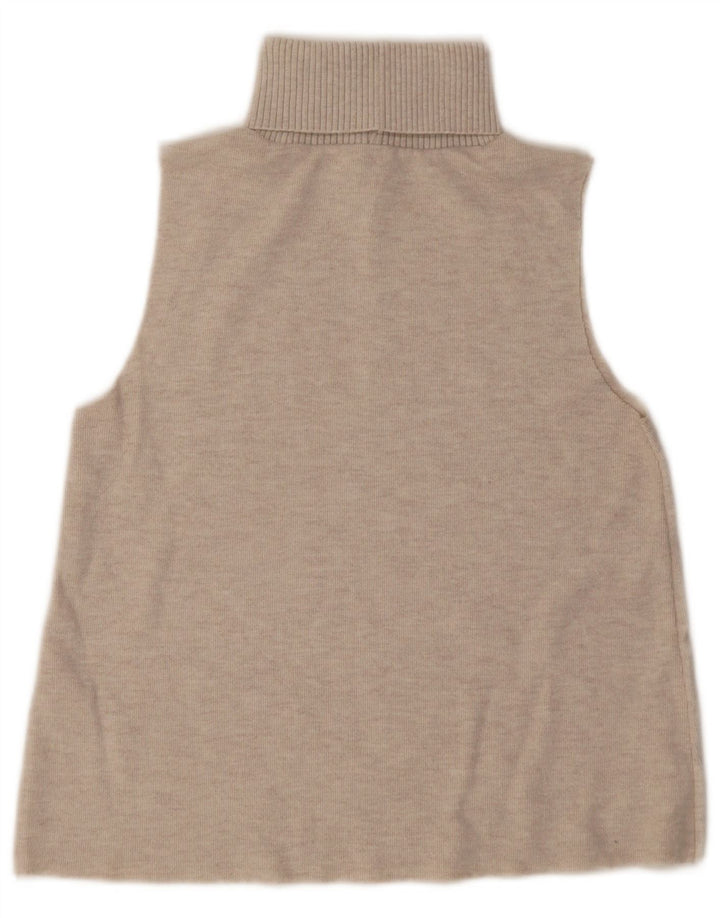 Zara Dame ærmeløs rullehals sweater UK 12 Medium Beige