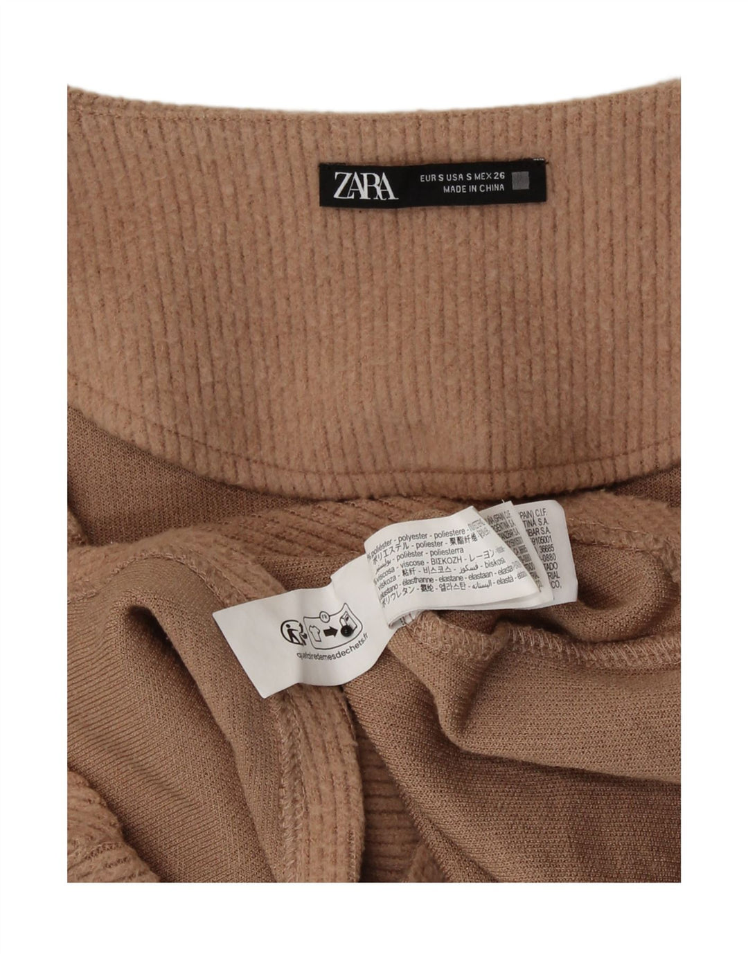 Zara Womens Crop Top Langærmet UK 8 Small Brown Polyester