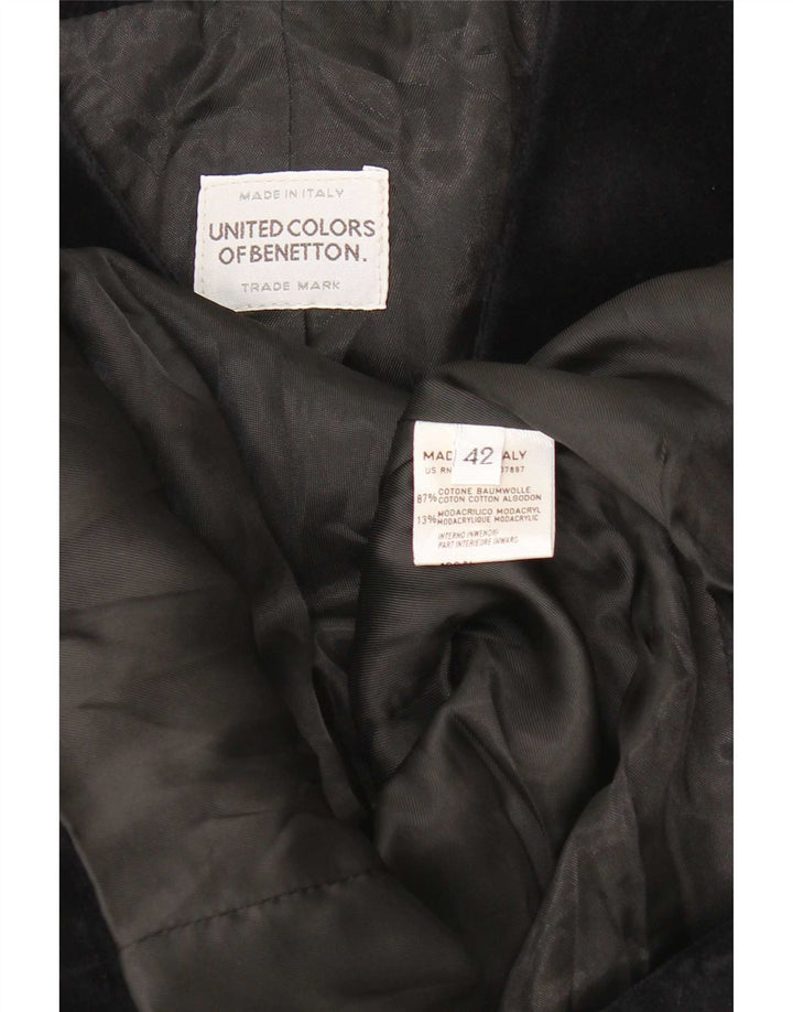 Benetton Dame 6 Button Velvet Blazer Jacket IT 42 Medium Navy Blue Bomuld