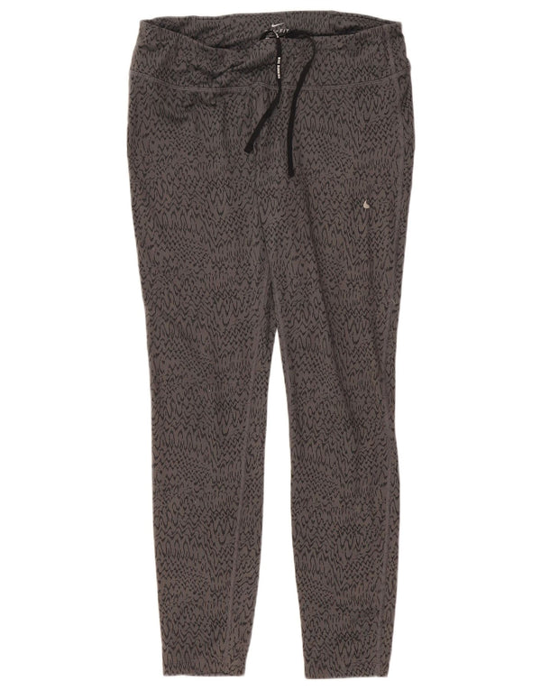 Nike Dame Dri Fit Leggings UK 14 Large Grey Chevron Polyester Sports