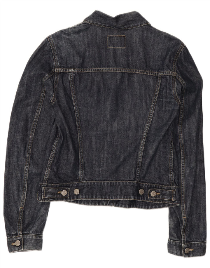 Gas Dame Crop Denim Jacket UK 12 Medium Navy Blue Bomuld