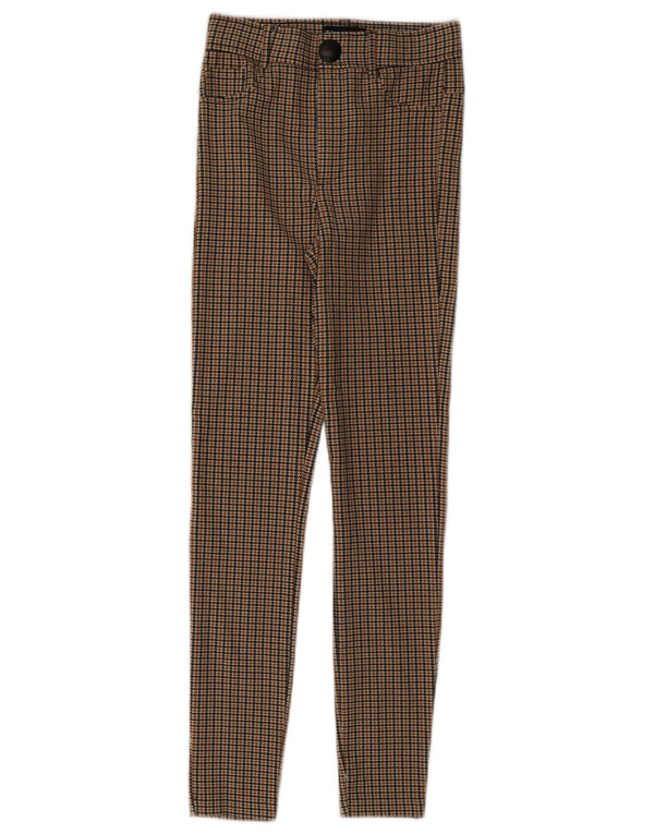 Zara Dame Slim Casual Bukser XS W24 L27 Brun Houndstooth