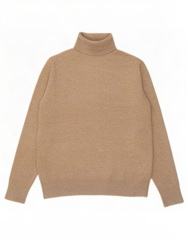 Marks & Spencer Dame Roll Neck Jumper Sweater UK 10 Small Beige Polyester