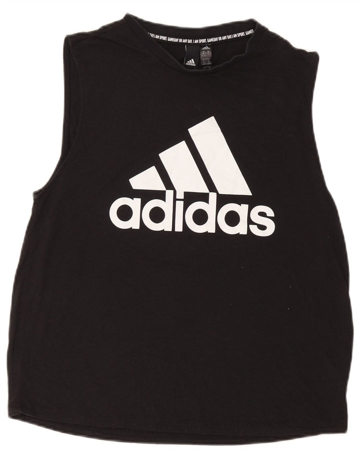 ADIDAS grafisk vest top til kvinder 12/14 medium sort polyester