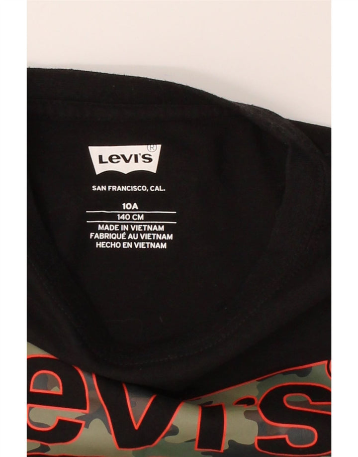 LEVI'S Boys Graphic Top Long Sleeve 9-10 Years Black Cotton Vintage Levi's and Second-Hand Levi's from Messina Hembry 