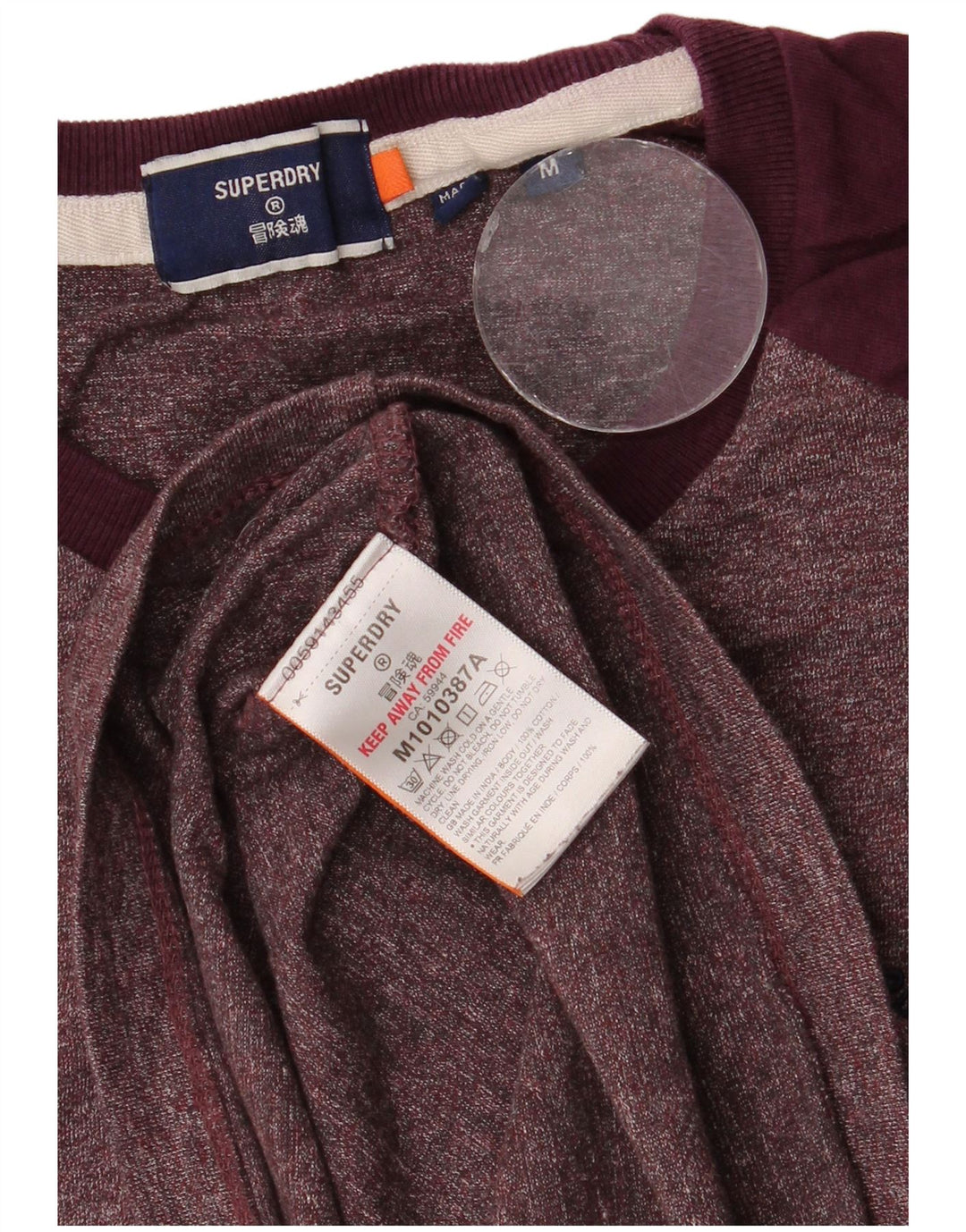 Superdry T-shirt top til mænd Medium Bourgogne Flecked Bomuld