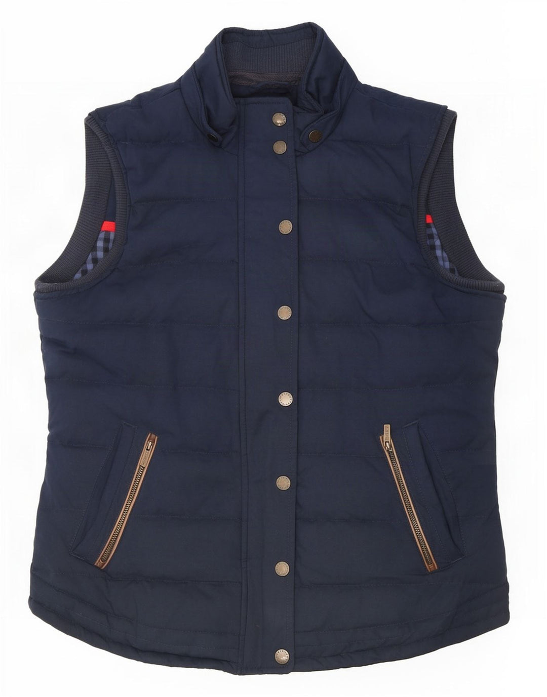 Fat Face Womens Polstret Gilet UK 14 Large Navy Blue Polyester