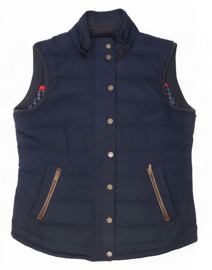 Fat Face Womens Polstret Gilet UK 14 Large Navy Blue Polyester