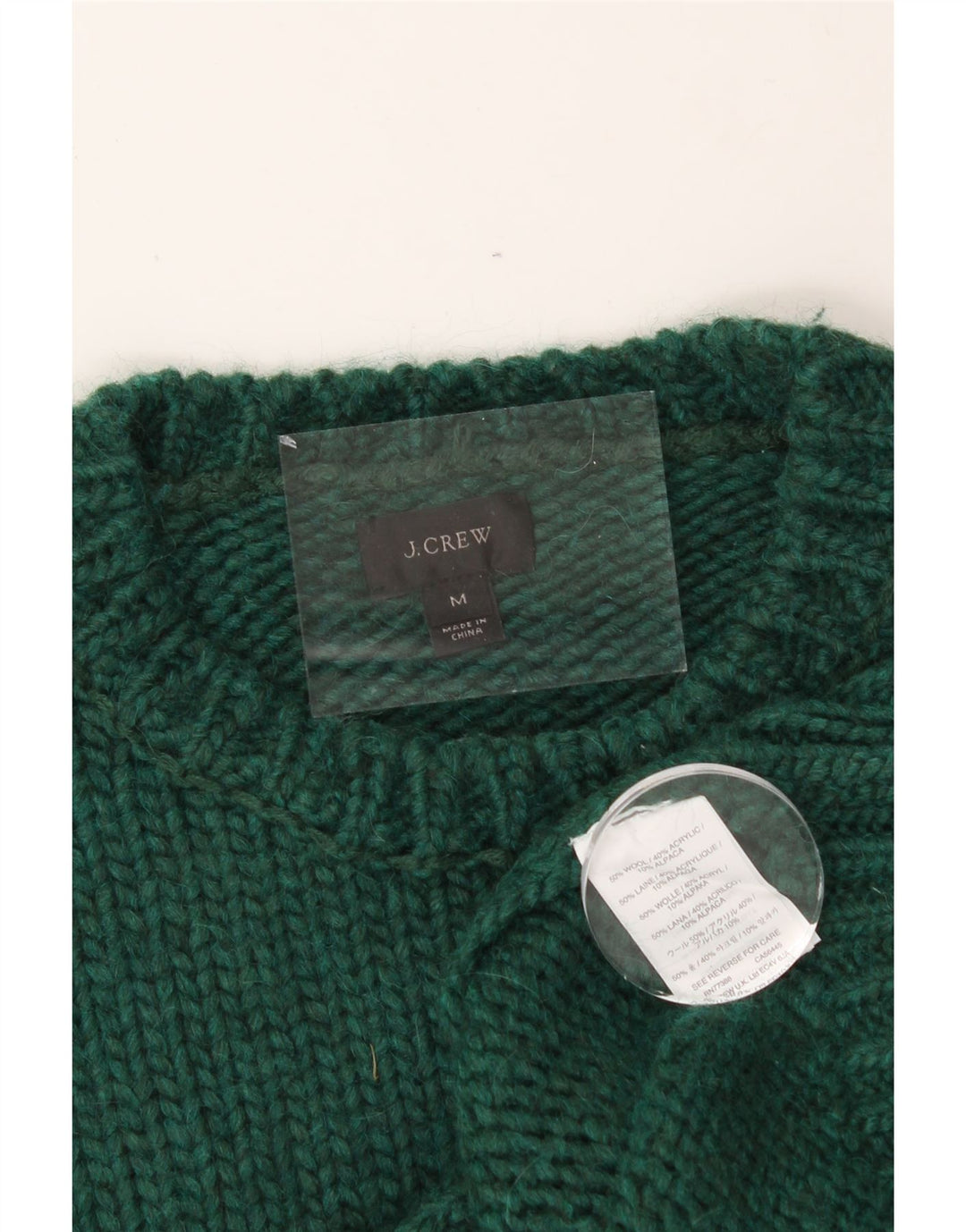 J. CREW Herre sweater med rund hals, mellemgrøn uld