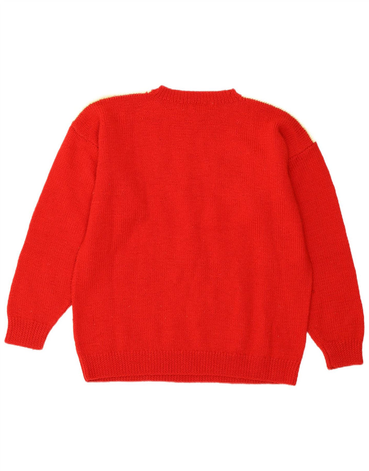Vintage dame sweater med rund hals DK 16 Large Red Fair Isle