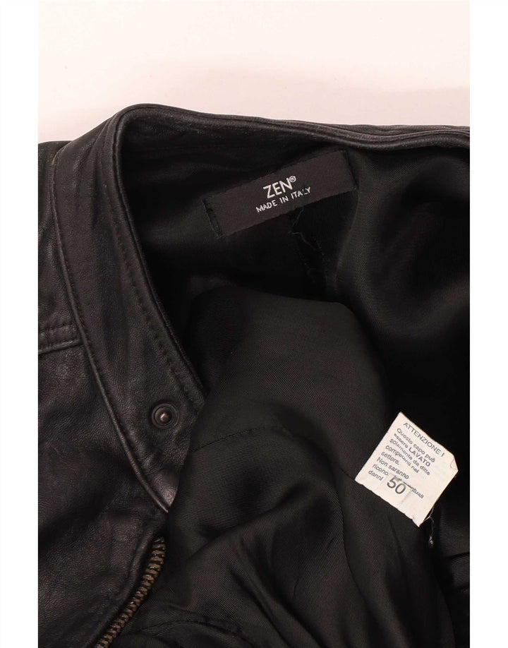 Zen Herre Læderjakke EU 50 Medium Sort Læder