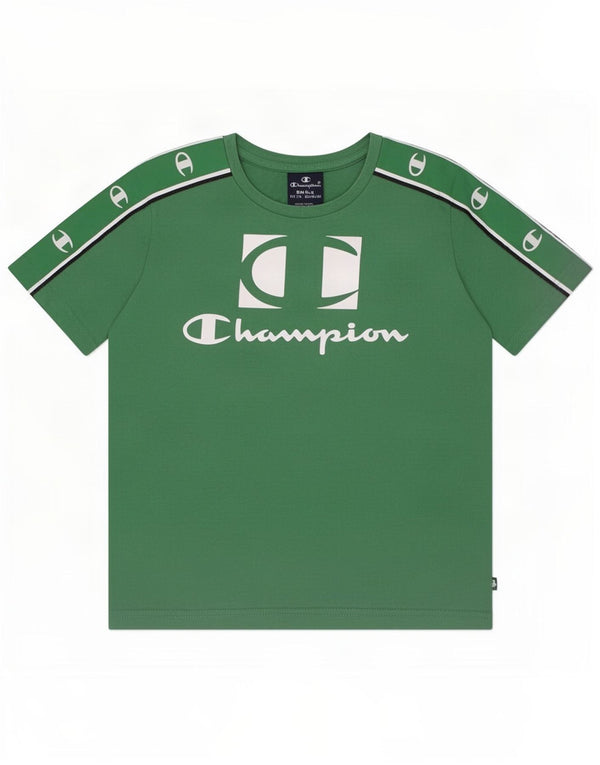 Champion Boys Graphic T-Shirt Top 7-8 Years Small Green Cotton