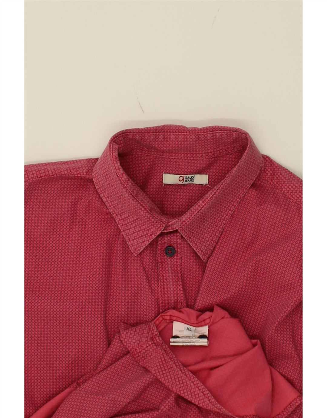 GAUDI Mens Shirt XL Red Geometric Cotton Vintage Gaudi and Second-Hand Gaudi from Messina Hembry 