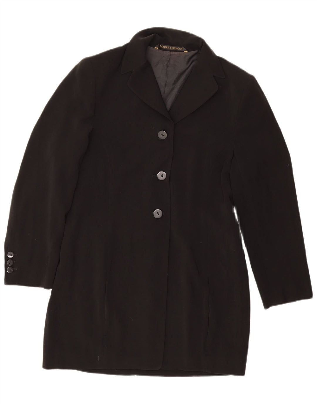 Marks & Spencer Womens Petite Longline Blazer Jacket UK 12 Medium Black