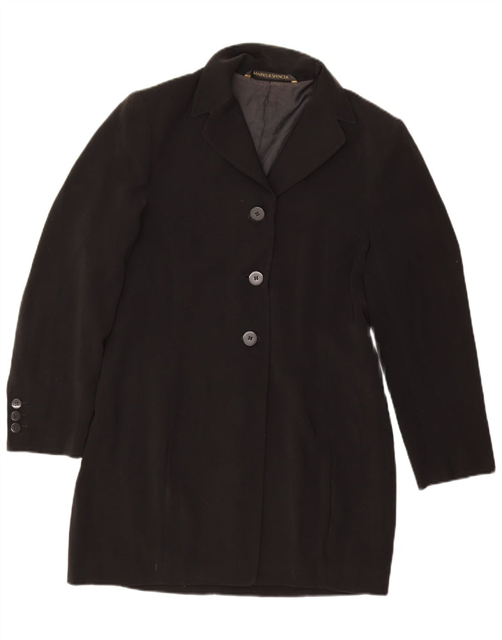 Marks & Spencer Womens Petite Longline Blazer Jacket UK 12 Medium Black