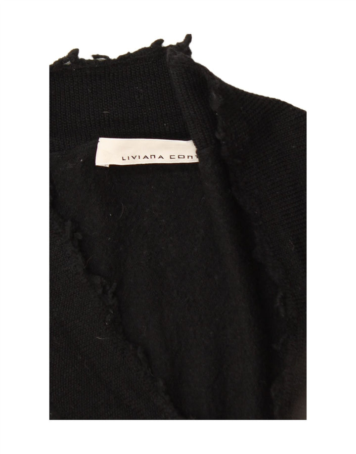 VINTAGE Womens V-Neck Jumper Sweater UK 14 Medium Black Colourblock