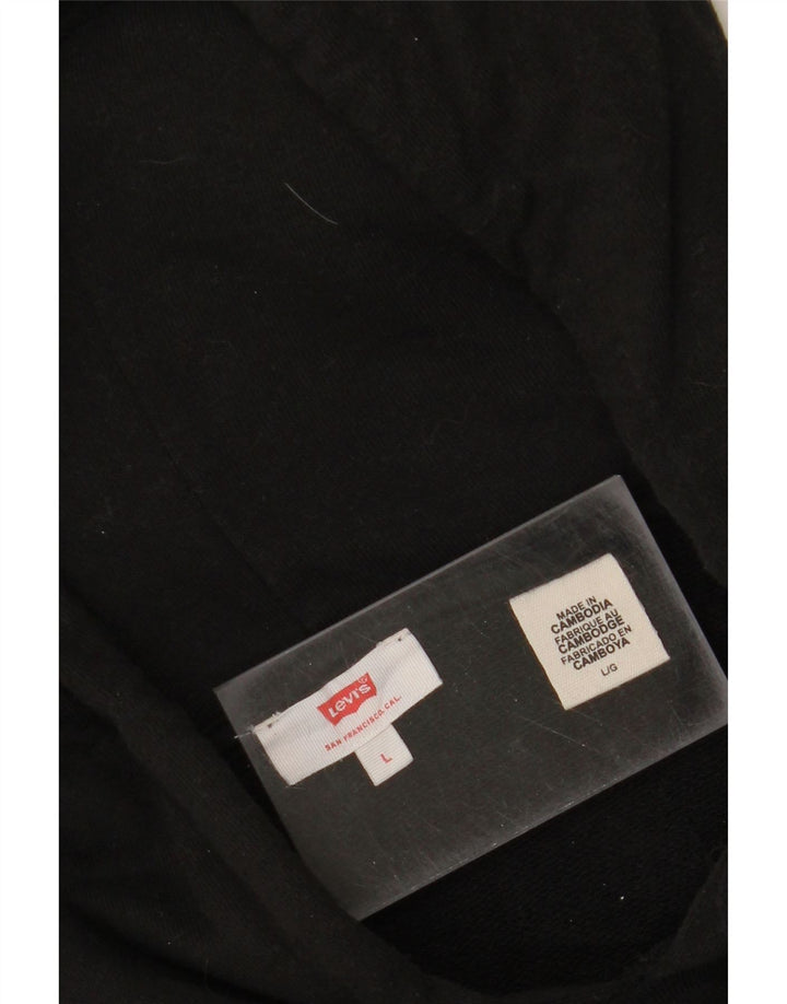 LEVI'S Womens Oversized Crop Graphic Hoodie Jumper UK 16 Large Black Vintage Levi's and Second-Hand Levi's from Messina Hembry 