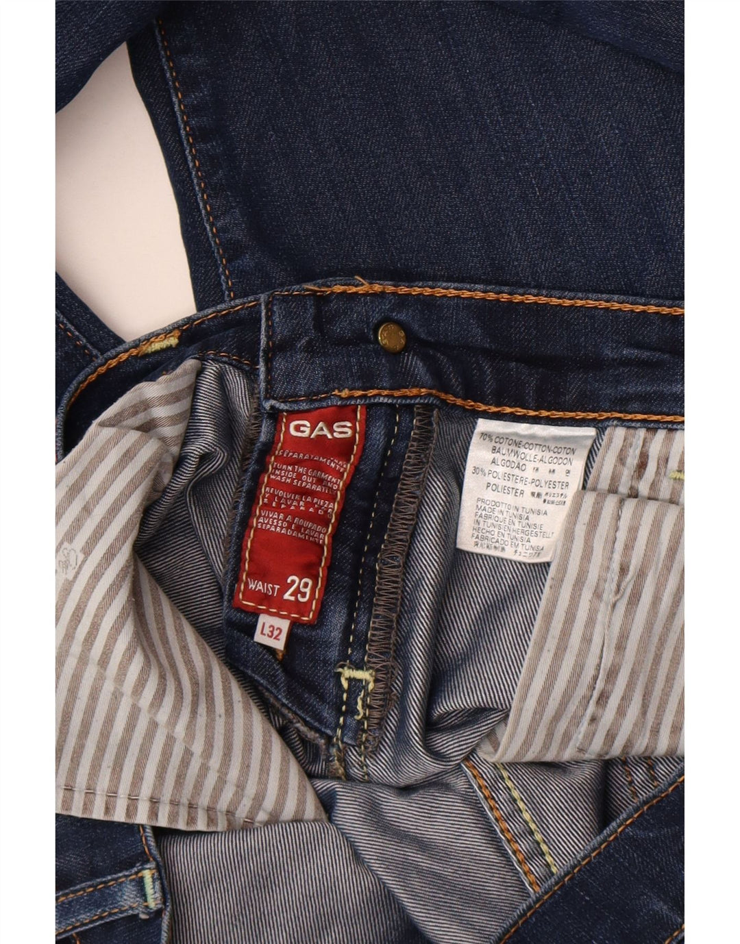 GAS Womens Crop Slim Jeans W29 L24 Blå Bomuld