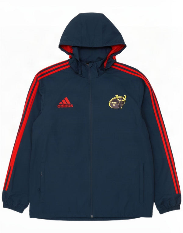 Adidas Herre Munster Rugby Regnjakke med hætte UK 48/50 XL Navy Blue