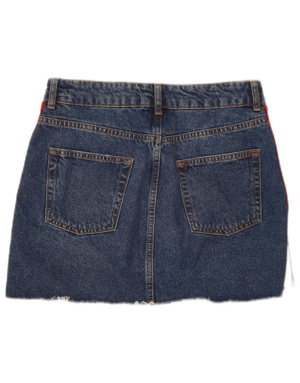 Topshop Dame Mini Denim Nederdel UK 10 Small W28 Blue Colourblock