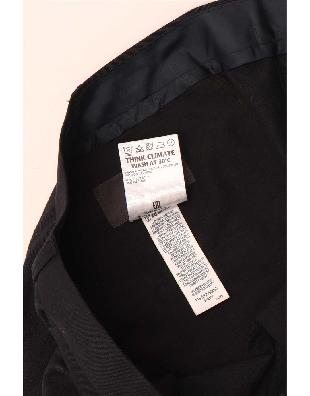 Marks & Spencer Herre Regular Straight Suit Bukser W42 L29 Navy Blue