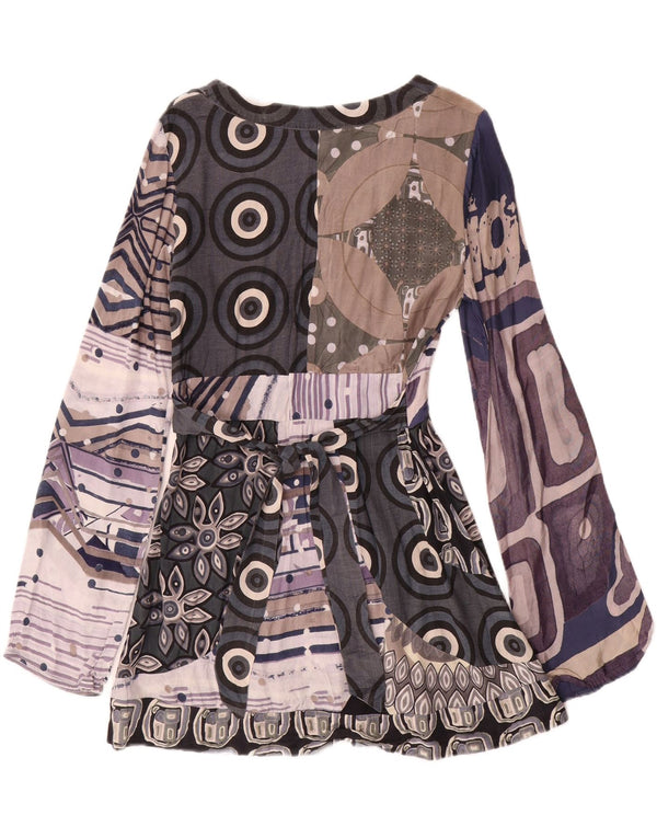 Desigual Womens A-Line Dress UK 12 Medium Multicoloured Geometric