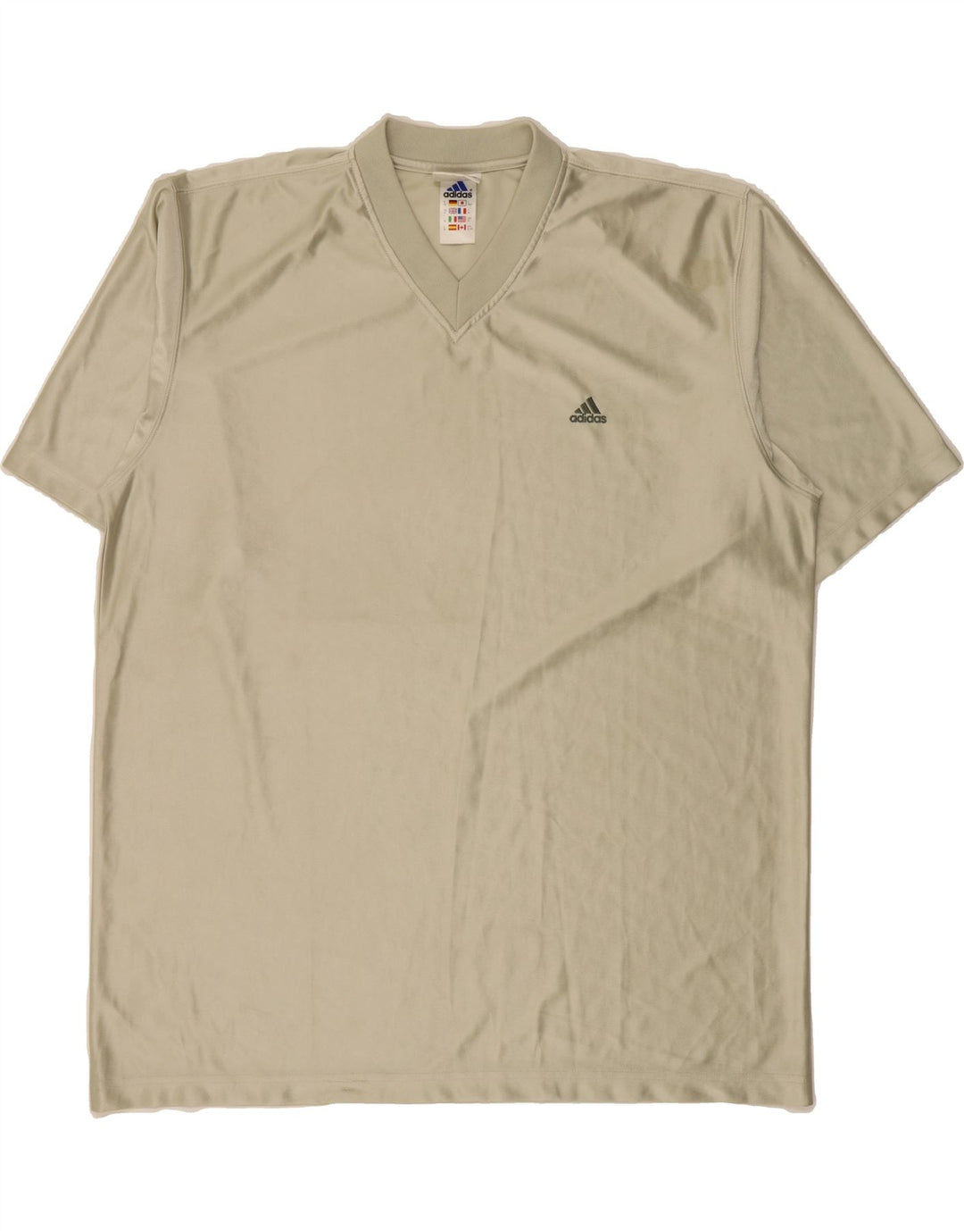 ADIDAS Mens T-Shirt Top XL Beige Polyester Vintage Adidas and Second-Hand Adidas from Messina Hembry 