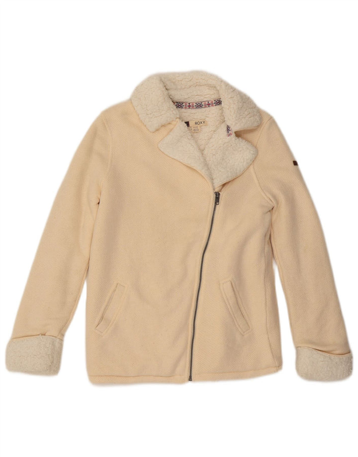 ROXY Sherpa træningsdragt topjakke til kvinder UK 10 Small off white bomuld