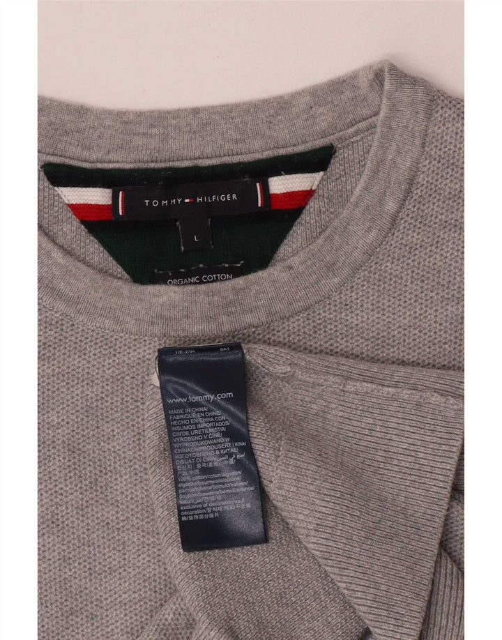 Tommy Hilfiger Herre Crew Neck Jumper Sweater Stor Grå Bomuld