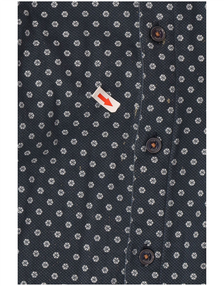 Ted Baker herreskjorte str. 3 Medium marineblå blomsterbomuld