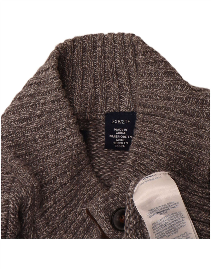 Chaps Herre Big Button Neck Jumper Sweater 2XL Grå Flecked Bomuld