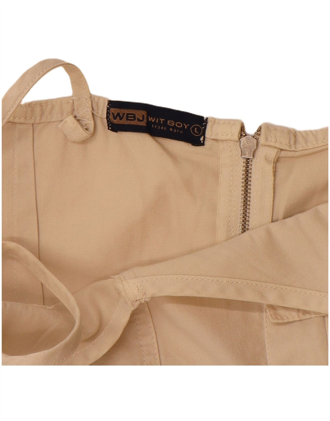 WIT BOY Dame Slip Dress UK 14 Stor Beige Bomuld