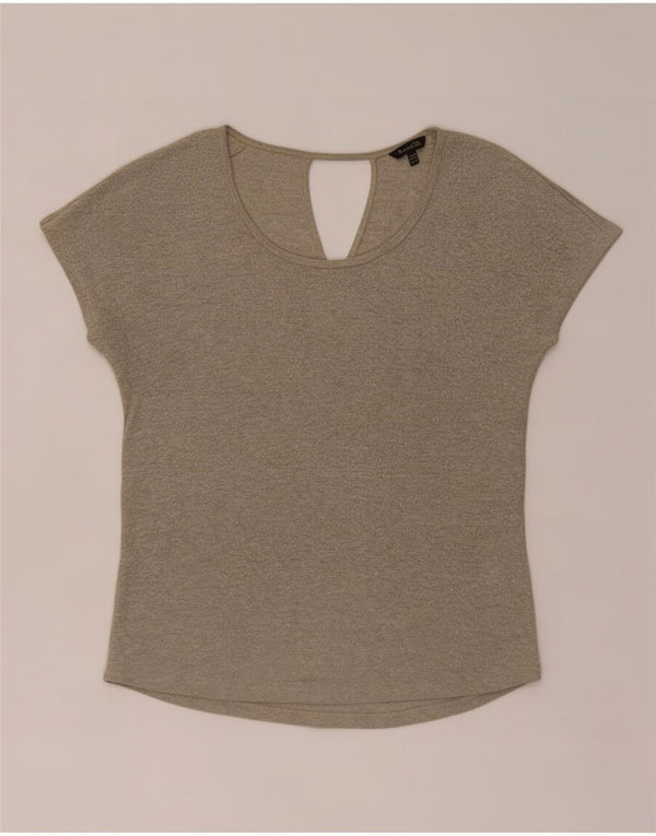 Massimo Dutti Dame Oversized T-Shirt Top UK 6 XS Beige Viscose