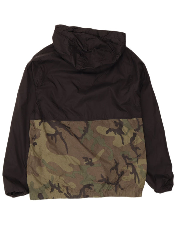 Volcom Mens Hooded Rain Jacket UK 36 Small Black Camouflage Nylon