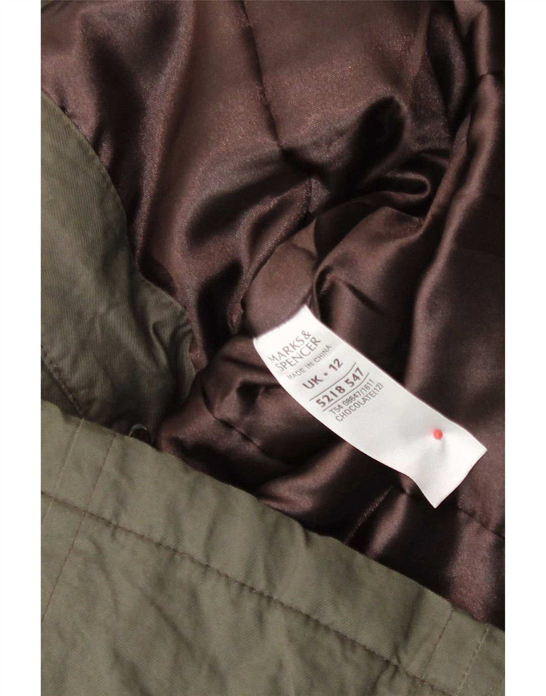 Marks & Spencer Dame Parkajakke med hætte UK 12 Medium Khaki Bomuld
