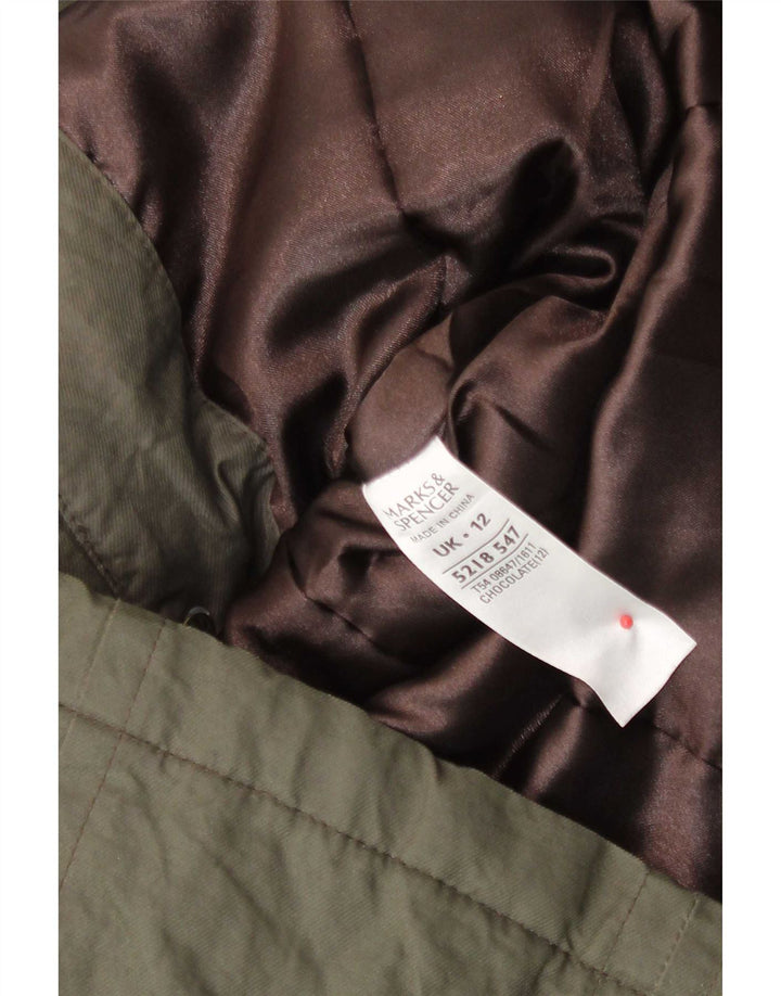 Marks & Spencer Dame Parkajakke med hætte UK 12 Medium Khaki Bomuld