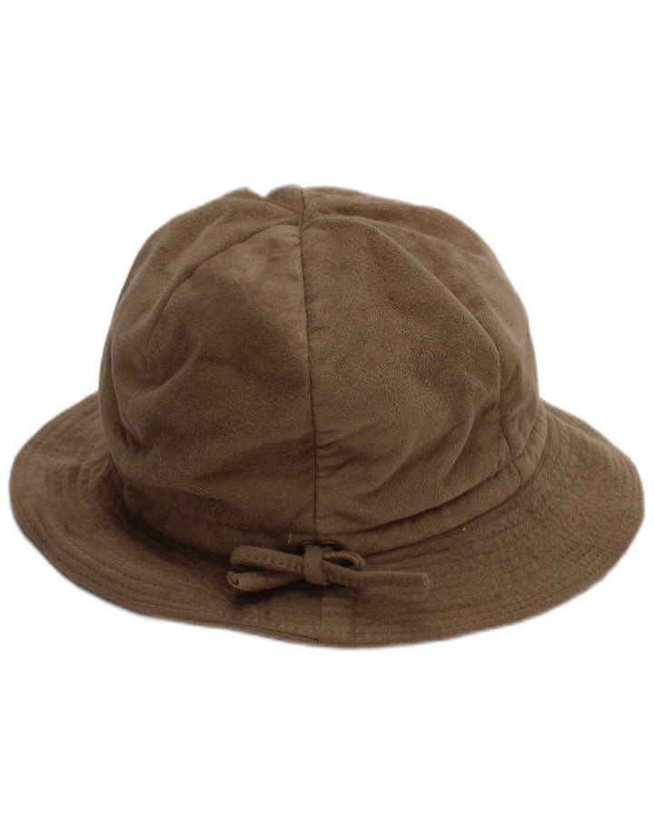 Vintage Dame imiteret ruskind Bucket Hat One Size Beige Polyester