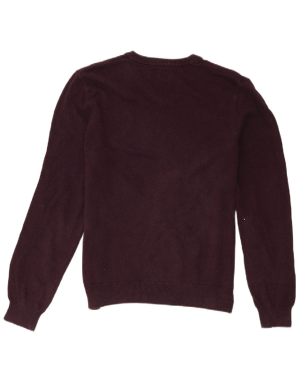 Marks & Spencer Dame V-hals sweater UK 14 Medium Bourgogne bomuld
