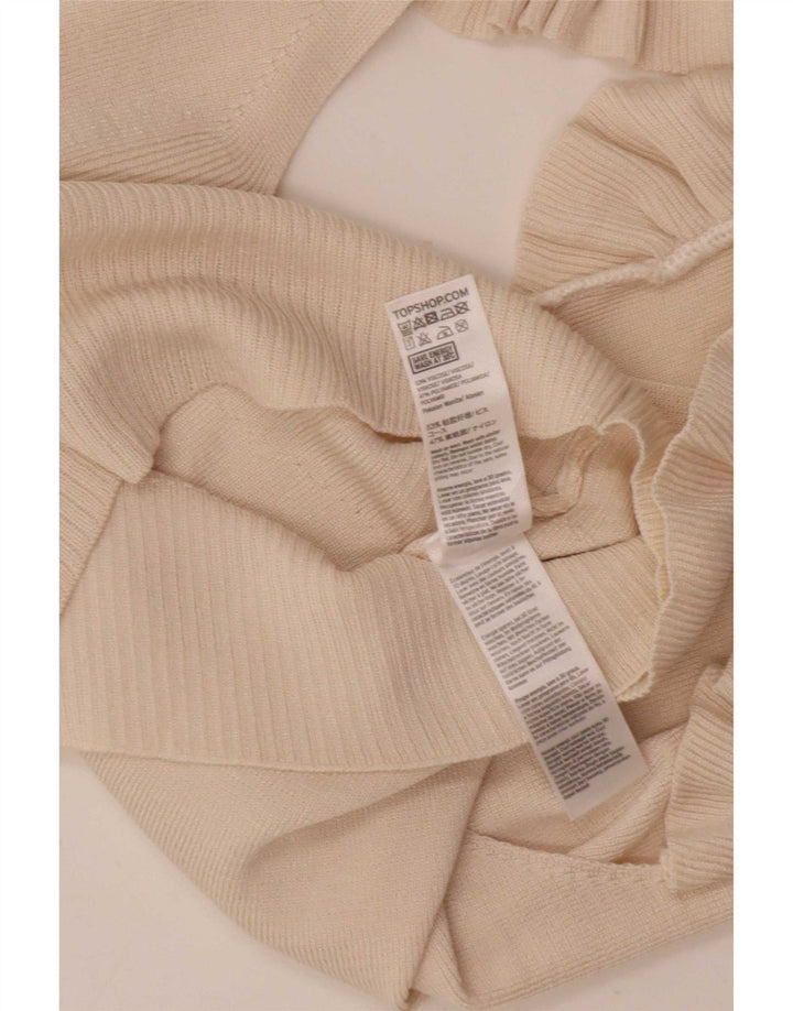 Topshop Dame Crop Bluse Top UK 12 Medium Off White Viscose