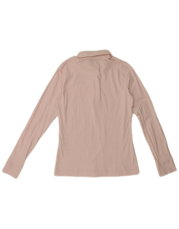 Diadora langærmet poloshirt til kvinder UK 12 Medium Pink ternet bomuld