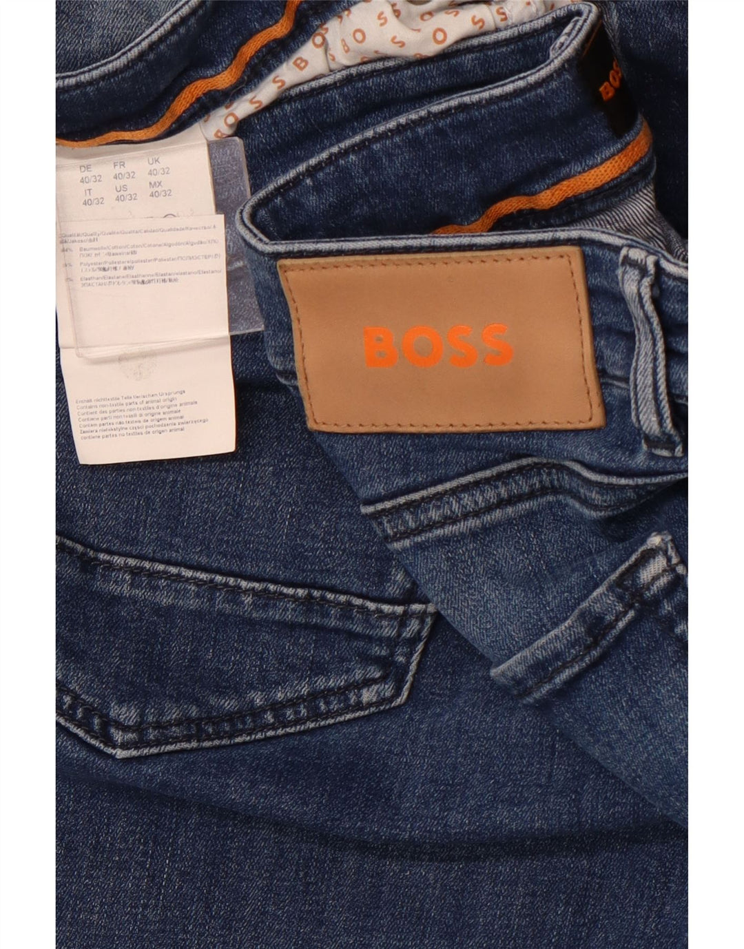 HUGO BOSS Straight jeans til mænd W40 L29 Blå Bomuld