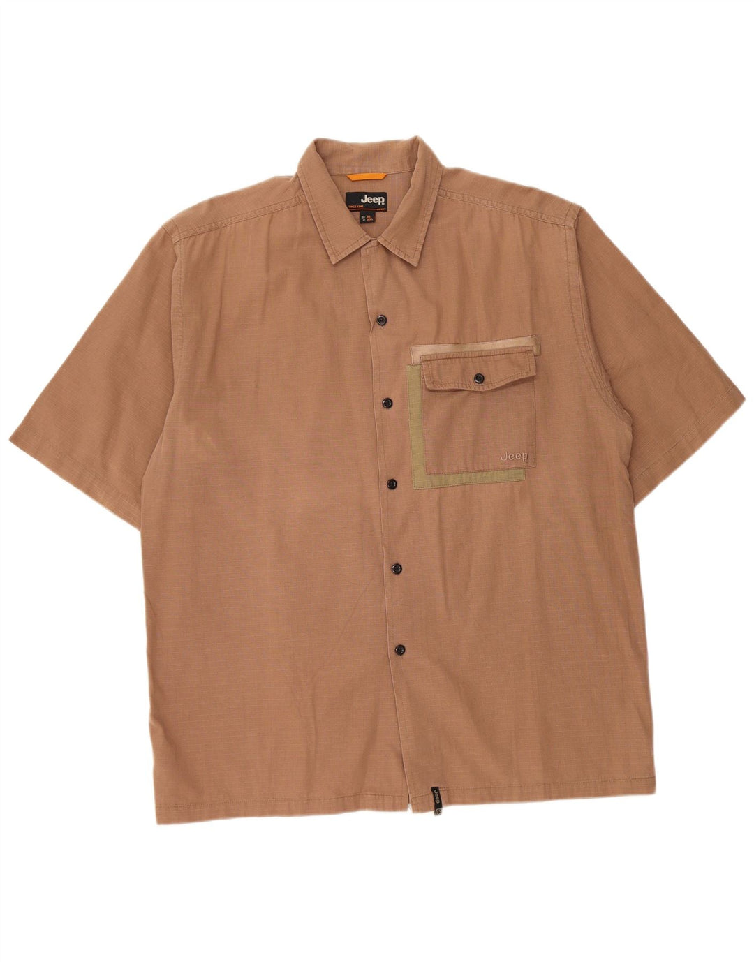 JEEP kortærmet herreskjorte XL brun ternet bomuld