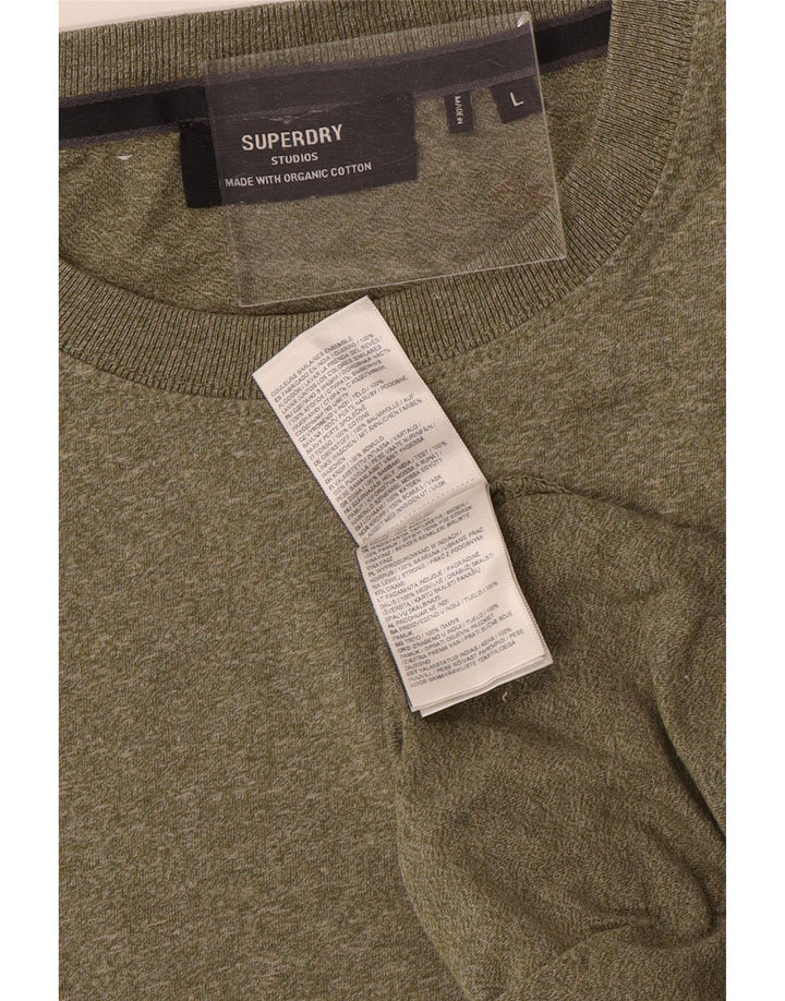 Superdry T-shirt top til mænd, stor Khaki Flecked Bomuld