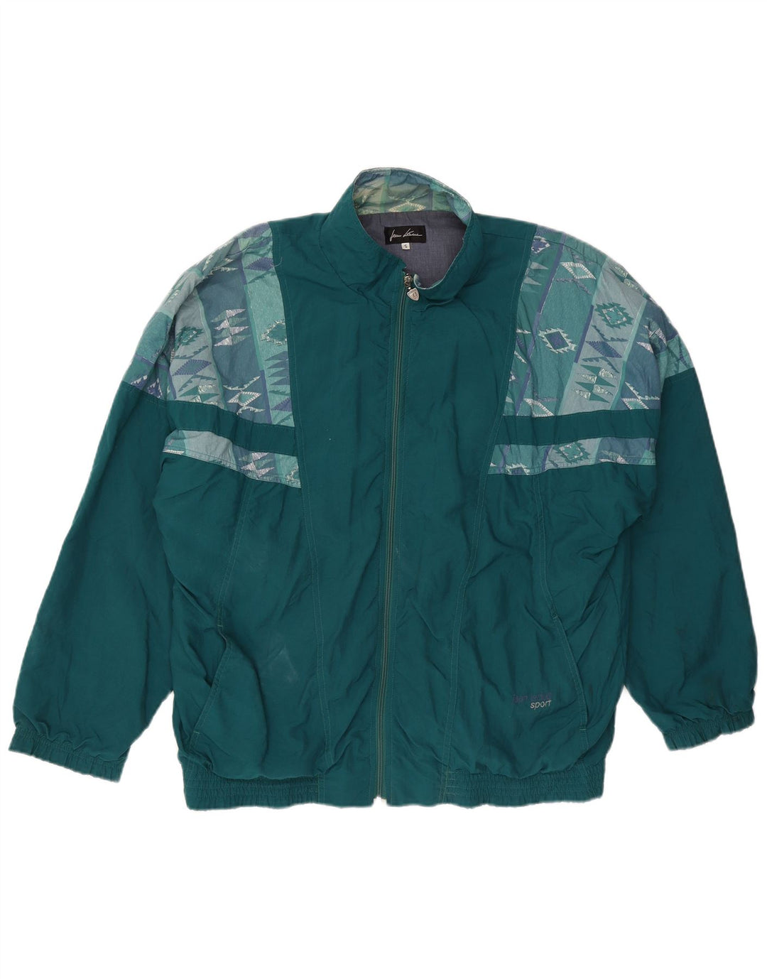 Jean Leduc Herre træningsdragt Topjakke XL Grøn Geometrisk Polyester