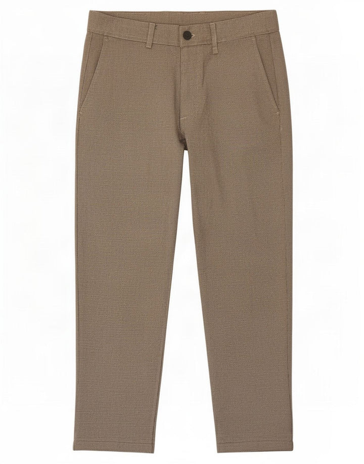 Zara Herre Crop Chino Bukser Medium W31 L24 Brown Houndstooth
